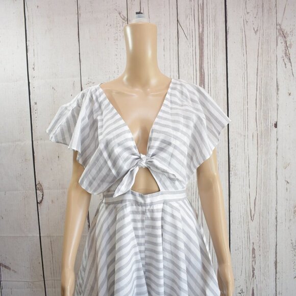 HOMMAGE STRIPED CUTOUT RAYON ROMPER M - Picture 5 of 7